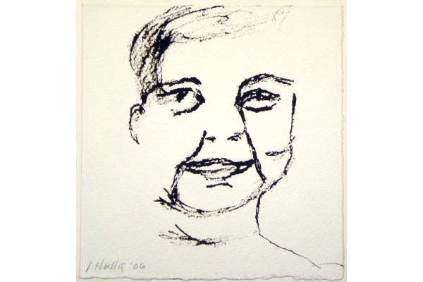 Esther at 6, ink on Arches, 5x5 in.